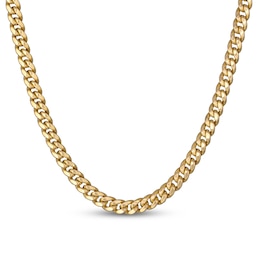 Solid Miami Cuban Link Necklace 10K Yellow Gold 24&quot; 6.2mm