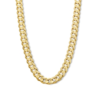 Solid Flatwire Curb Link Necklace 10K Yellow Gold 24" 8.7mm