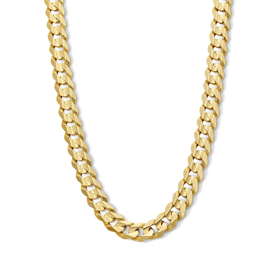 Solid Flatwire Curb Link Necklace 10K Yellow Gold 24" 8.7mm