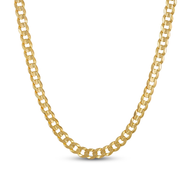 Solid Flatwire Curb Link Necklace 10K Yellow Gold 24" 8.7mm
