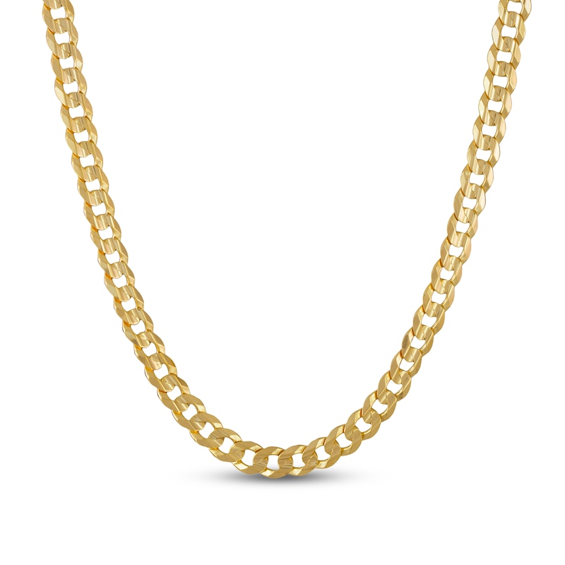 Main Image 1 of Solid Flatwire Curb Link Necklace 10K Yellow Gold 24" 8.7mm