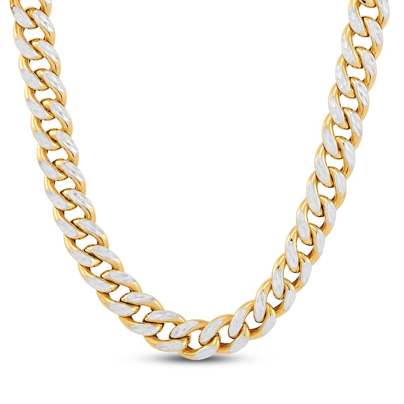 Hollow Curb Chain Necklace 10K Yellow Gold 22"