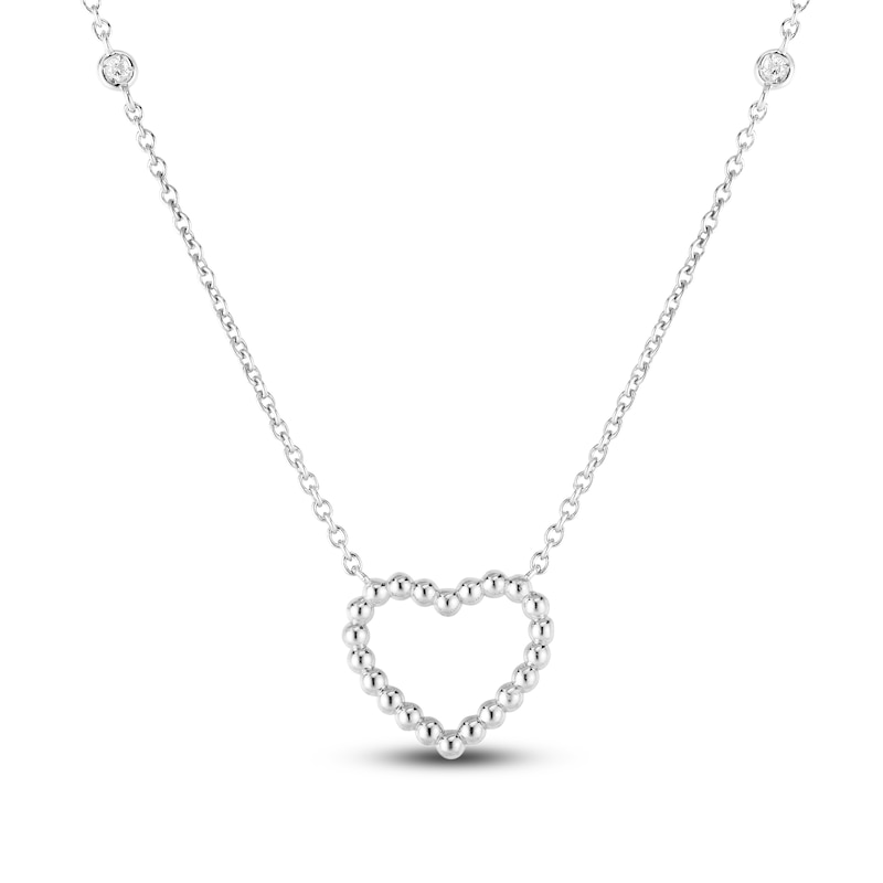 Main Image 1 of Heart Necklace Diamond Accents 14K White Gold 18"