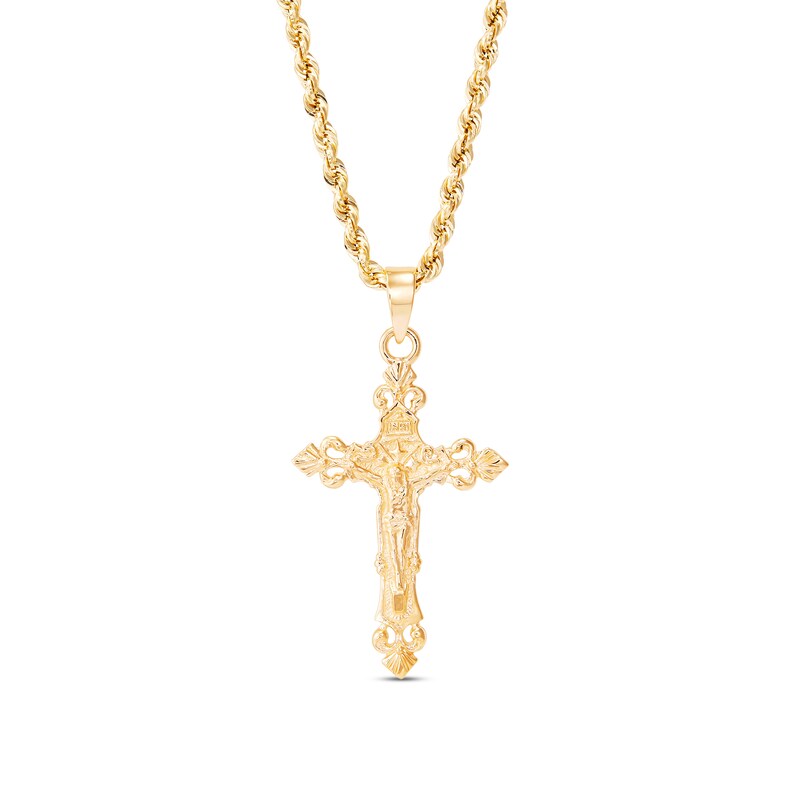 Men's Crucifix Rope Chain 10K Yellow Gold 22"