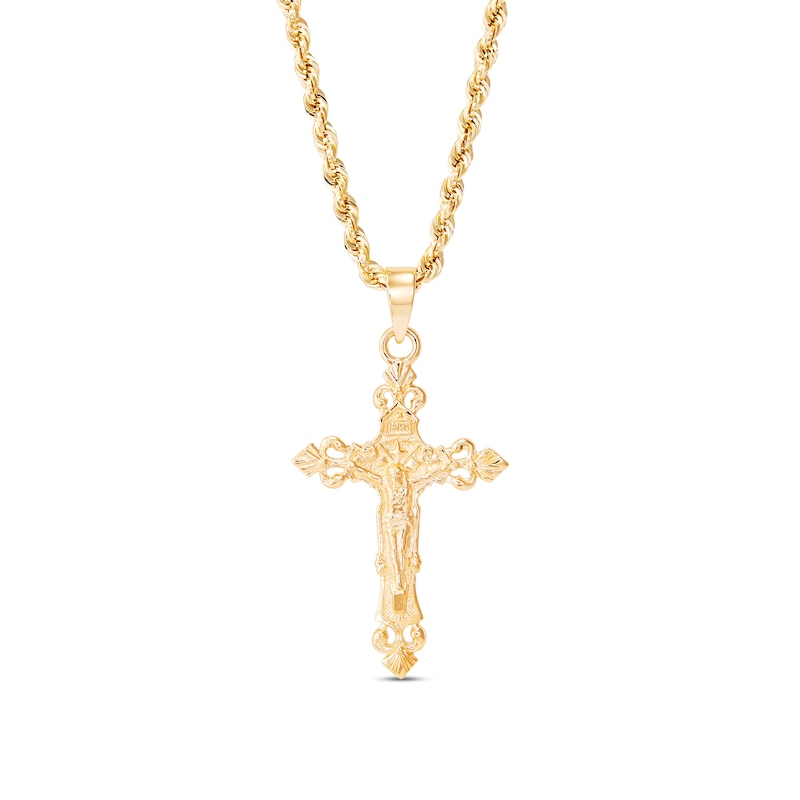 Main Image 1 of Men's Crucifix Rope Chain 10K Yellow Gold 22"