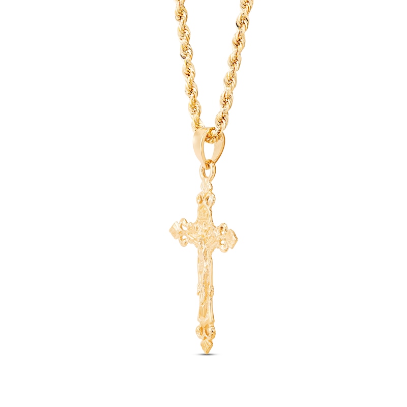 Main Image 2 of Men's Crucifix Rope Chain 10K Yellow Gold 22"