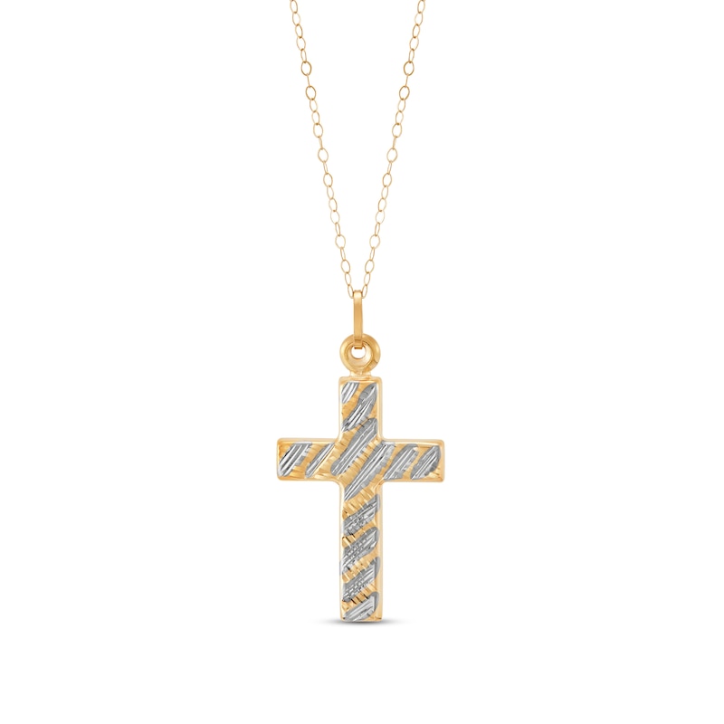 Main Image 1 of Cross Necklace 10K Yellow Gold 18"