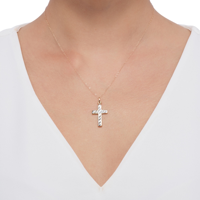 Main Image 2 of Cross Necklace 10K Yellow Gold 18"