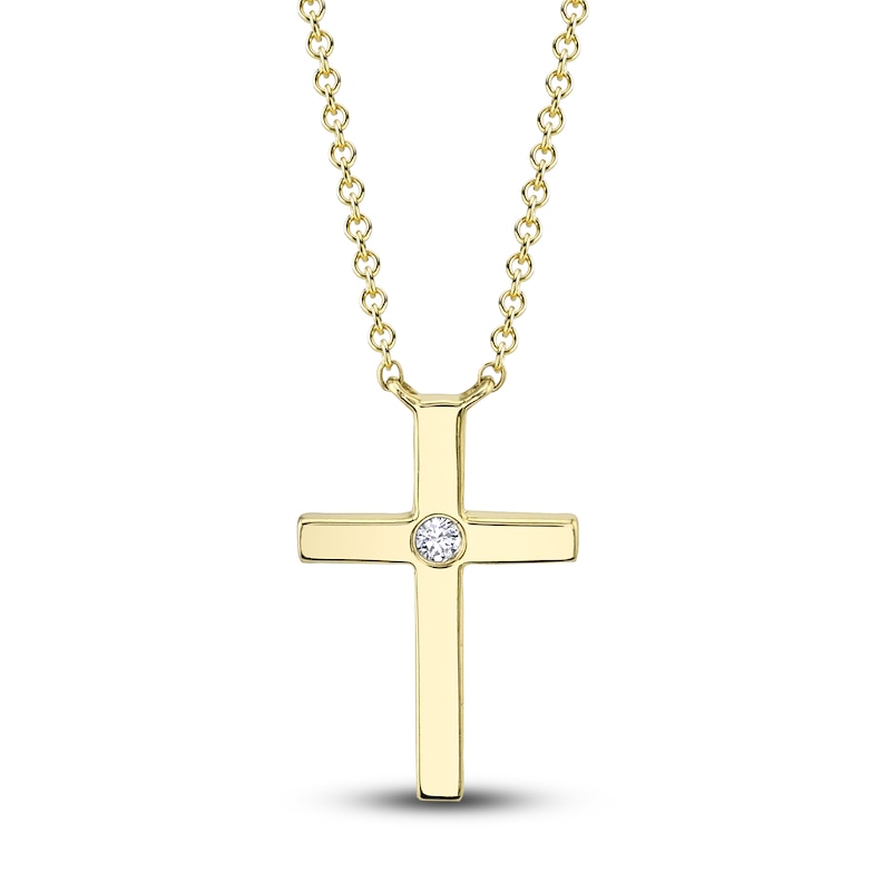 Main Image 1 of Shy Creation Cross Necklace Diamond Accents 14K Yellow Gold SC55021364