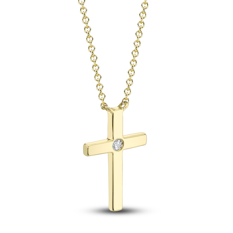 Main Image 3 of Shy Creation Cross Necklace Diamond Accents 14K Yellow Gold SC55021364