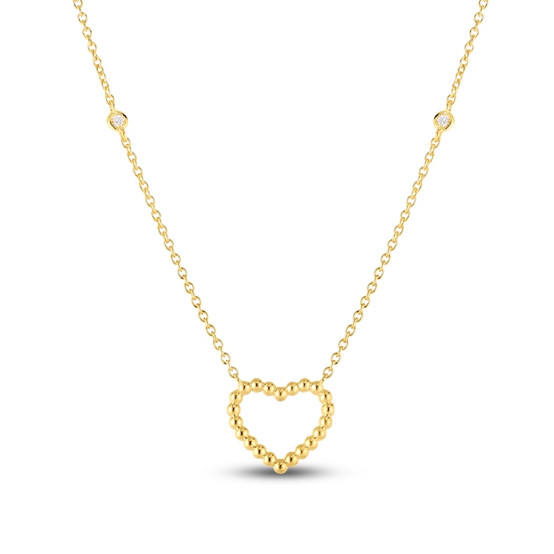 Main Image 1 of Heart Necklace Diamond Accents 14K Yellow Gold 18&quot;