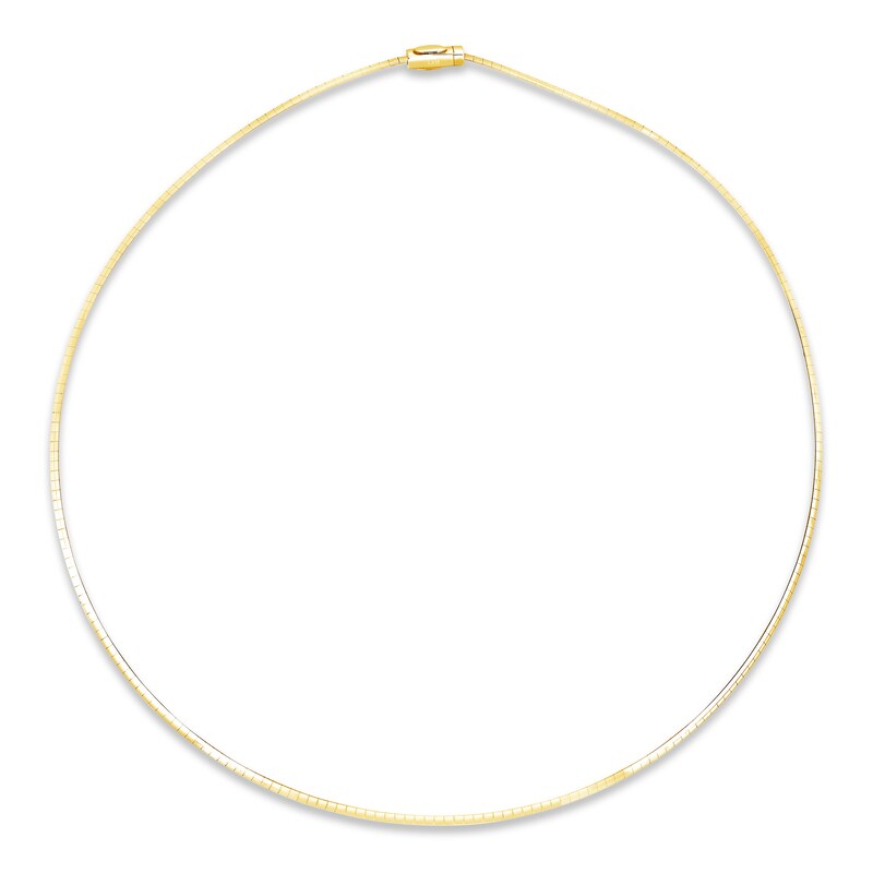 Solid Reversible Omega Chain Necklace 14K Yellow Gold/Sterling Silver 16" 3mm