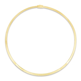 Solid Reversible Omega Chain Necklace 14K Yellow Gold/Sterling Silver 16" 4mm