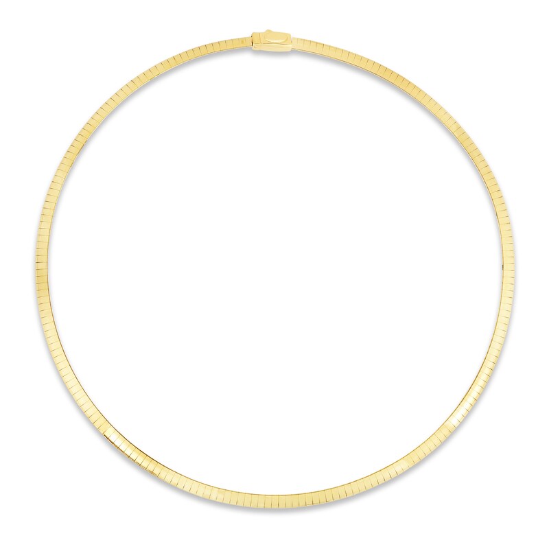 Solid Reversible Omega Chain Necklace 14K Yellow Gold/Sterling Silver 18" 4mm