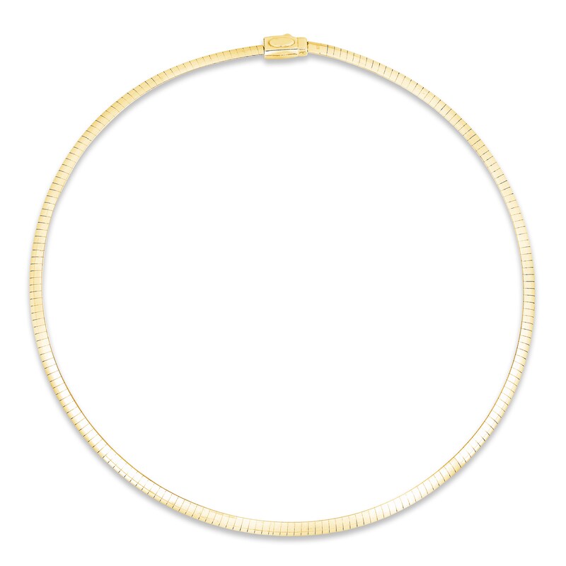 Solid Reversible Omega Chain Necklace 14K Yellow Gold/Sterling Silver 16" 5mm