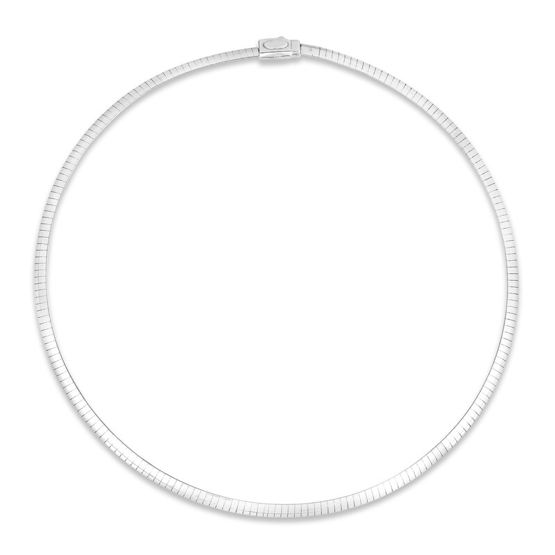 Solid Reversible Omega Chain Necklace 14K Yellow Gold/Sterling Silver 16" 5mm
