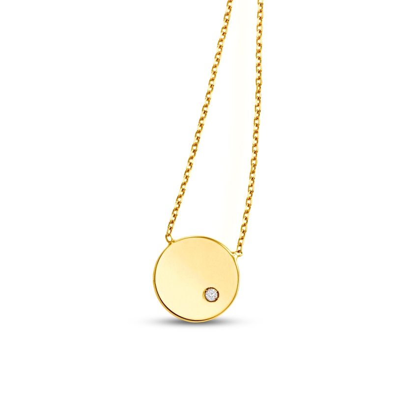 Main Image 1 of Round Necklace Diamond Accent 14K Yellow Gold 18"