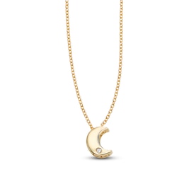 Moon Necklace Diamond Accents 14K Yellow Gold 18"