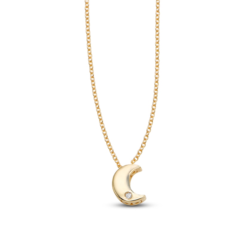 Main Image 1 of Moon Necklace Diamond Accents 14K Yellow Gold 18"
