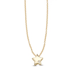 Star Necklace Diamond Accents 14K Yellow Gold 18"