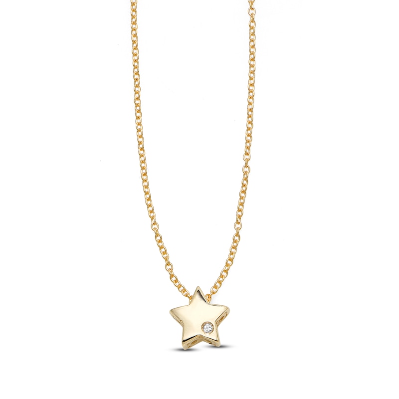 Main Image 1 of Star Necklace Diamond Accents 14K Yellow Gold 18"