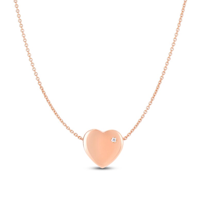 Main Image 1 of Heart Necklace Diamond Accents 14K Rose Gold 17&quot;