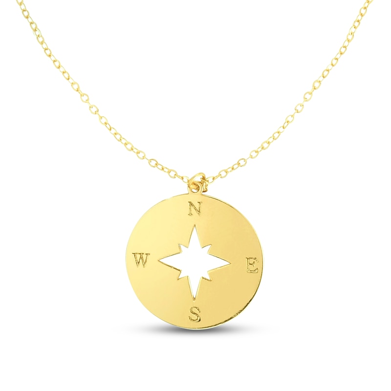 Main Image 1 of Compass Necklace 14K Yellow Gold 18"
