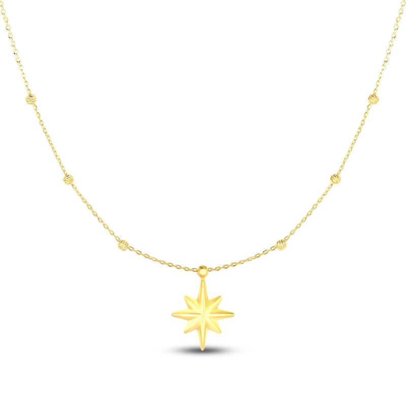 Main Image 1 of Star Necklace 14K Yellow Gold 18"