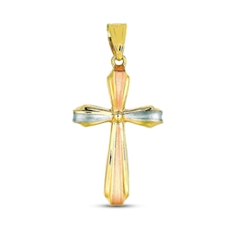 Cross Charm 14K Tri-Tone Gold