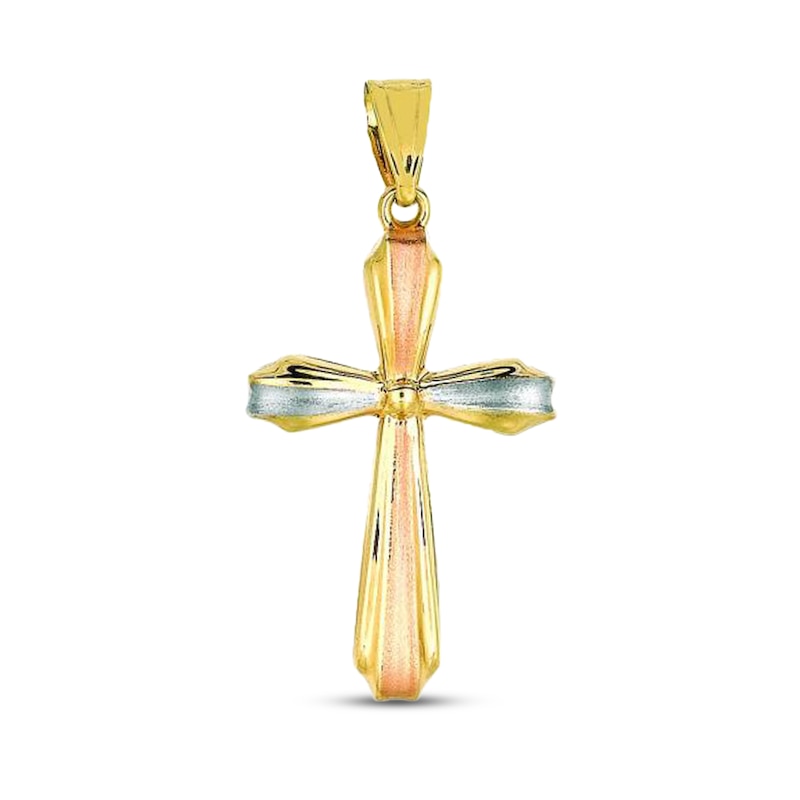 Main Image 1 of Cross Charm 14K Tri-Tone Gold