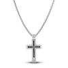 Thumbnail Image 1 of Black Diamond Cross Necklace 1/4 ct tw Stainless Steel 22"
