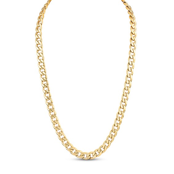 ICE BOX Mens Curb Chain Necklace Stainless Steel/Yellow Ion-Plated 30 ICE BOX Mens Curb Chain Necklace Stainless Steel/Yellow Ion-Plated 30