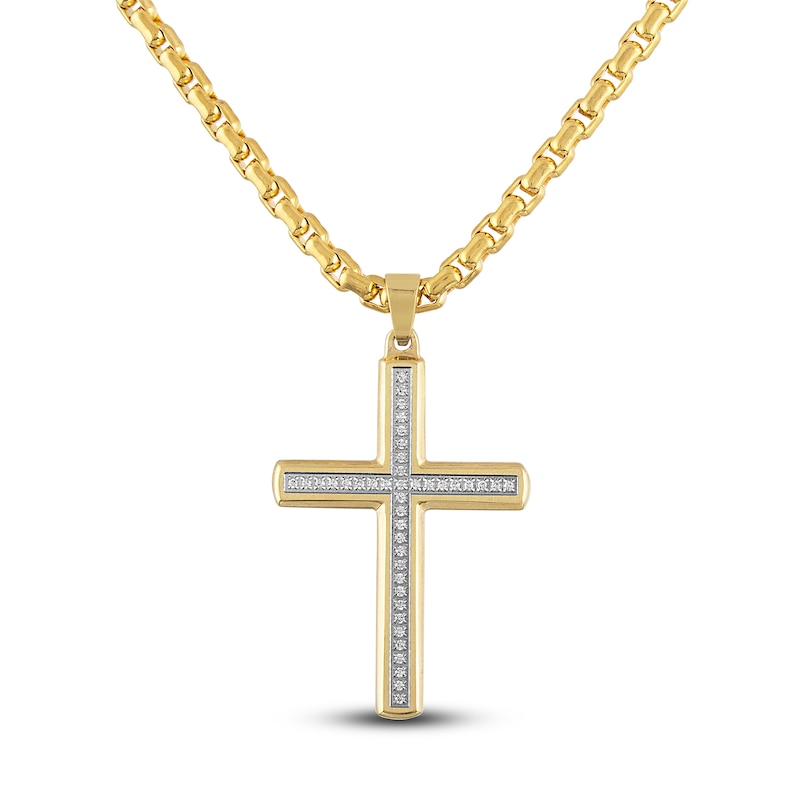Main Image 1 of Diamond Necklace 1/5 ct tw Round Gold Ion-Plated Stainless Steel 22"