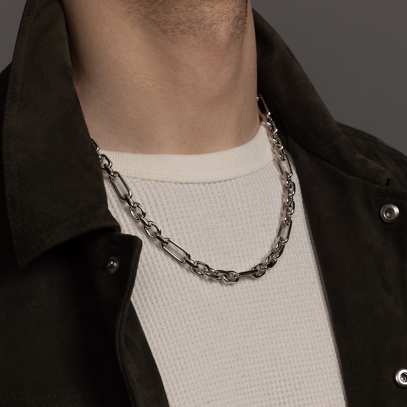 Main Image 3 of 1933 by Esquire Solid Figaro Link Chain Necklace Sterling Silver 22" 9mm