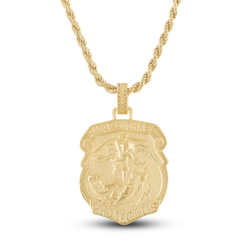 Main Image 1 of 1933 by Esquire Men's Saint Michael Amulet Necklace 14K Yellow Gold-Plated Sterling Silver 24"