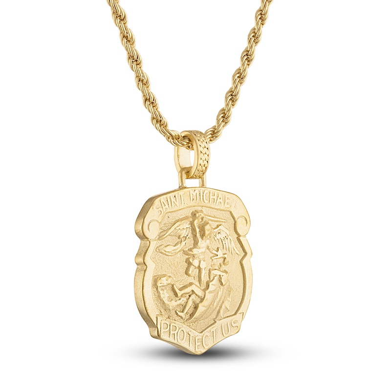 Main Image 2 of 1933 by Esquire Men's Saint Michael Amulet Necklace 14K Yellow Gold-Plated Sterling Silver 24"
