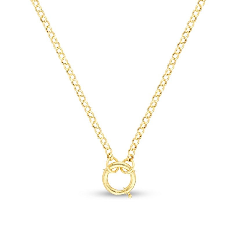 Hollow Rolo Chain Necklace 14K Yellow Gold
