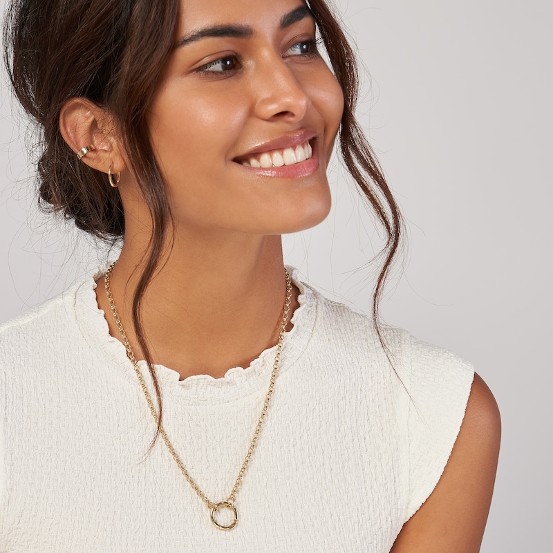 Hollow Rolo Chain Necklace 14K Yellow Gold