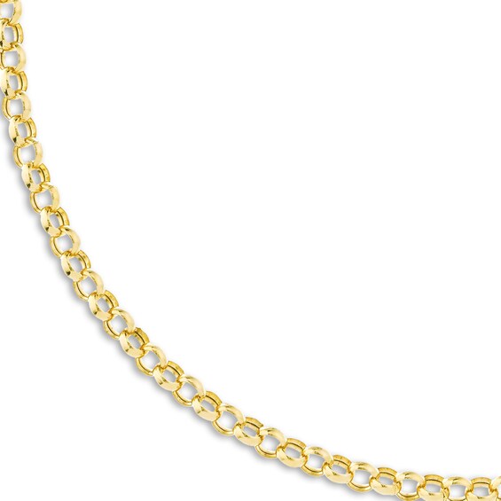 Wellingsale 14k Yellow Gold 3mm Fancy Hollow Rolo Chain Necklace – Men's