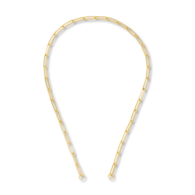 Hollow Paperclip Necklace 14K Yellow Gold 20"