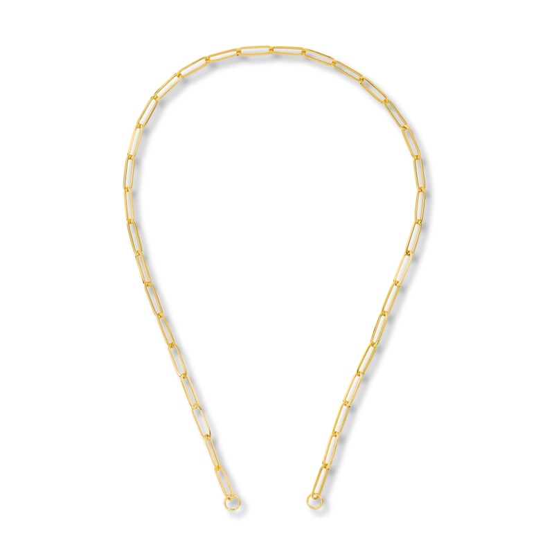 Hollow Paperclip Necklace 14K Yellow Gold 20" 5.1mm