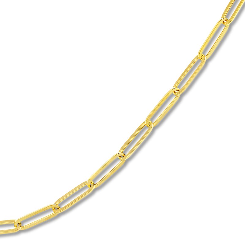 Hollow Paperclip Necklace 14K Yellow Gold 20" 5.1mm