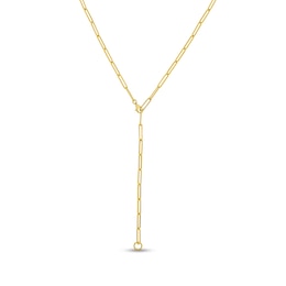 Hollow Paperclip Y Necklace 14K Yellow Gold 24&quot;