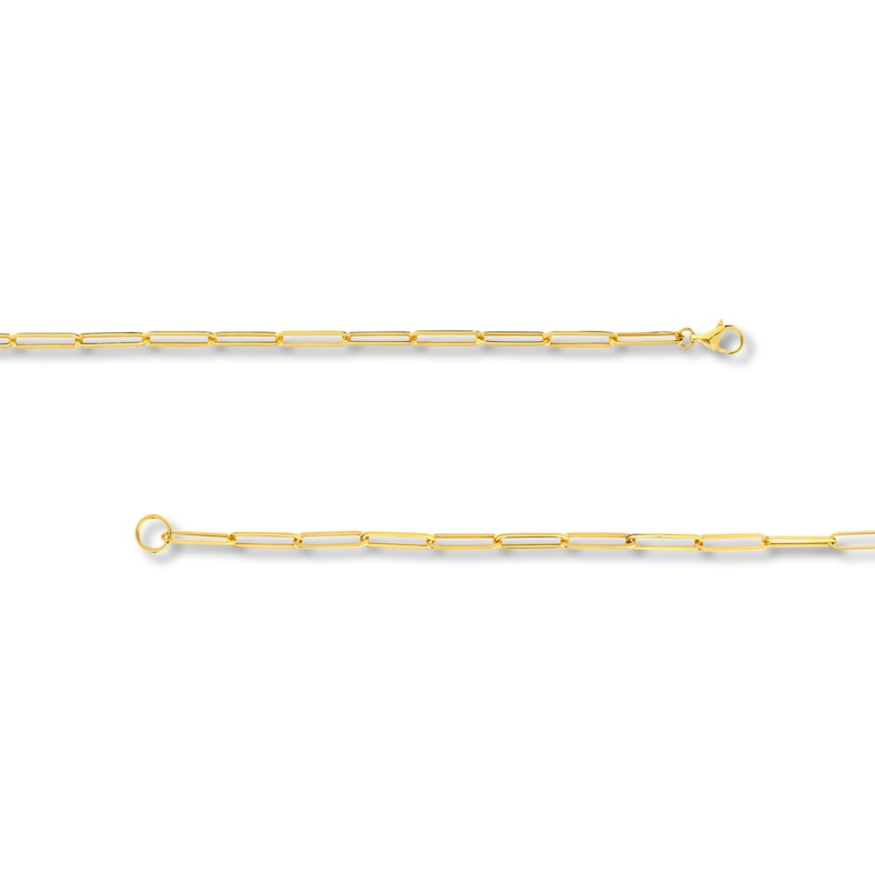 Hollow Paperclip Y Necklace 14K Yellow Gold 24"