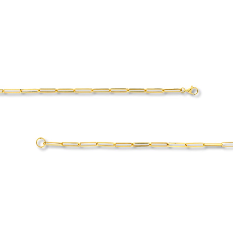 Hollow Paperclip Y Necklace 14K Yellow Gold 24"