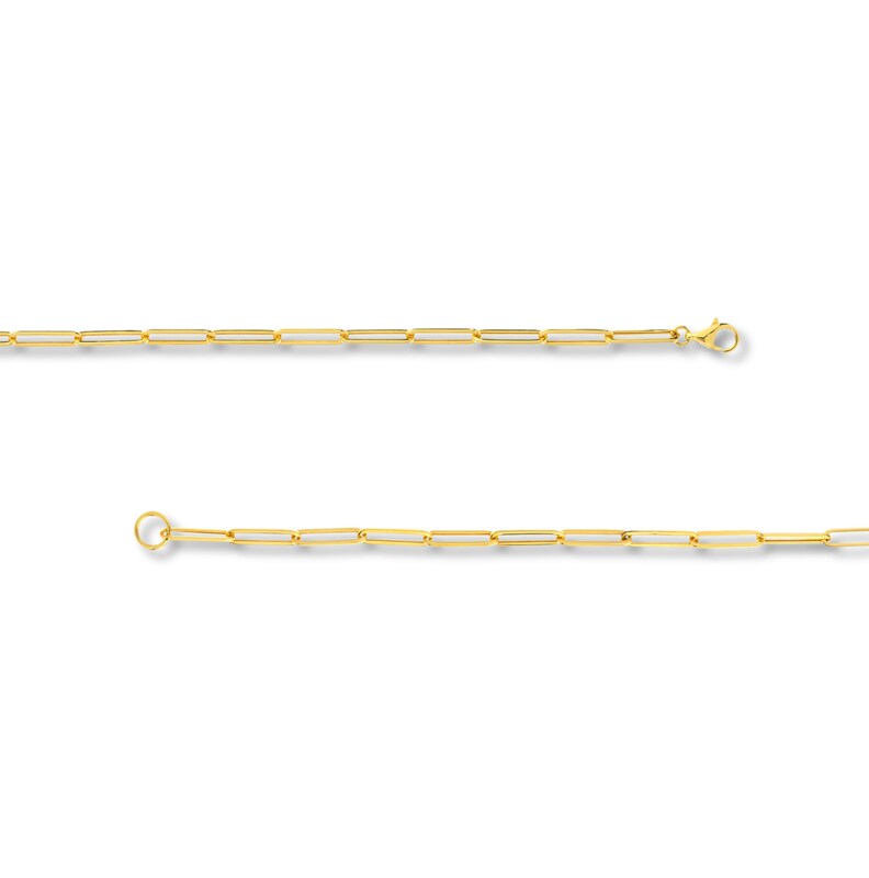 Hollow Paperclip Y Necklace 14K Yellow Gold 24" 3.95mm