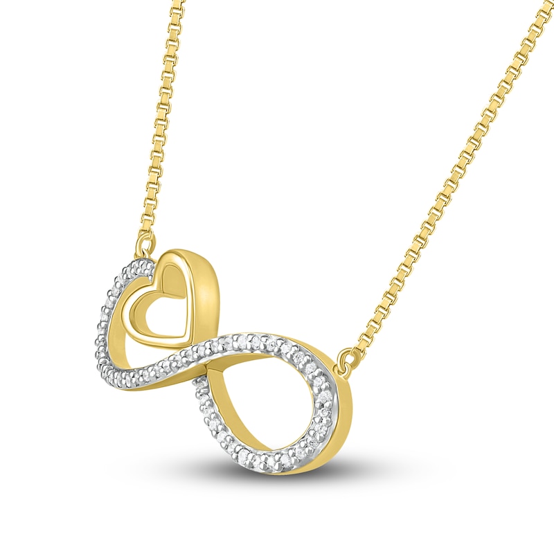 Main Image 2 of Diamond Infinity Necklace 1/10 ct tw Round 10K Yellow Gold