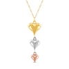 Thumbnail Image 1 of Triple Heart Drop Necklace 10K Tri-Tone Gold 18"
