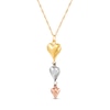 Thumbnail Image 3 of Triple Heart Drop Necklace 10K Tri-Tone Gold 18"