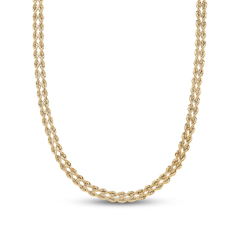 Main Image 1 of Double Row Hollow Rope Chain 10K Yellow Gold 18"